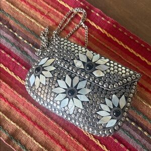 Silver shell and metal Women's crossbody Bag